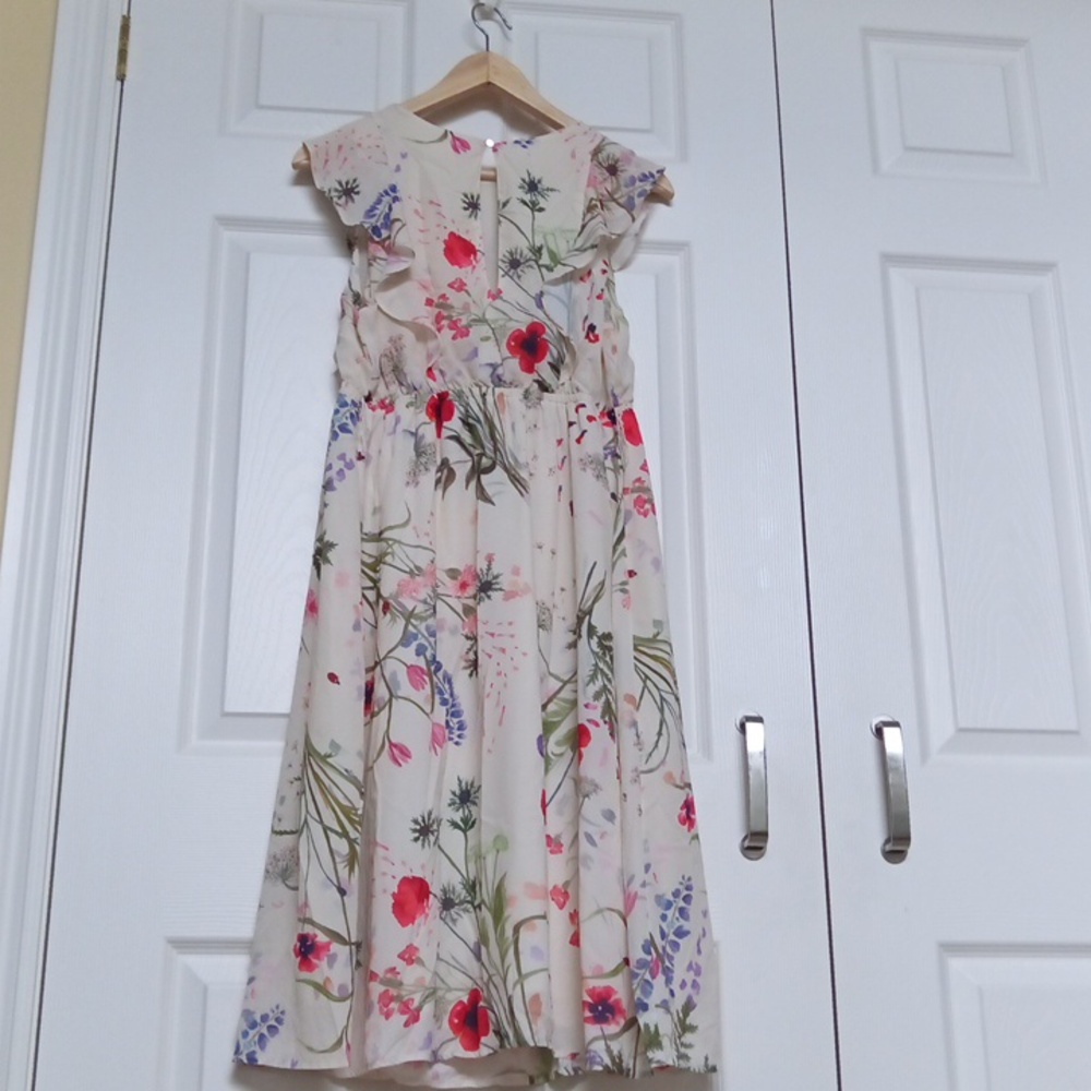 Ptp17" H&M Midi Ruffle Floral Dress With Flutter Sleeve